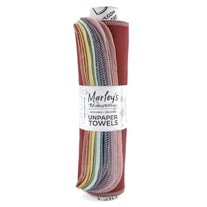 UNpaper® Towels: Earthy Rainbow, 12 or 24 Sheets. Made in the USA of Cotton Flannel