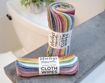 Cloth Wipes: Earthy Rainbow 12 or 24 pack - Cotton Flannel