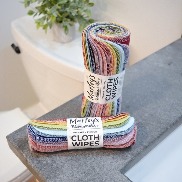 Cloth Wipes: Earthy Rainbow 12 or 24 pack - Cotton Flannel