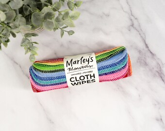 Cloth Wipes: Color Mixes 12 or 24 pack - Cotton Flannel Reusable Wipes