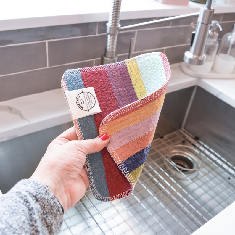 Scrap Felt Dish Cloth Earthy Rainbow