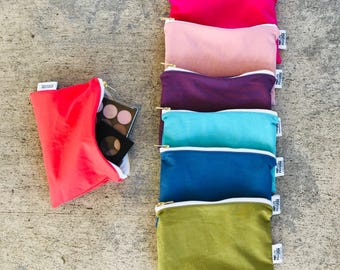 Linen Cosmetic Bag: Small Wet Bag for Makeup or Reusables!