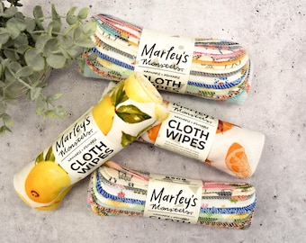 Cloth Wipes: Prints - Super Soft Reusable Tree Free Cotton Family Cloth