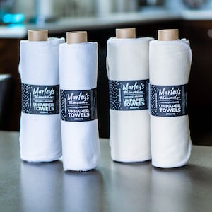 Organic UNpaper® Towels: 100% Organic Cotton 12 or 24 Rolled on a Kraft Tube