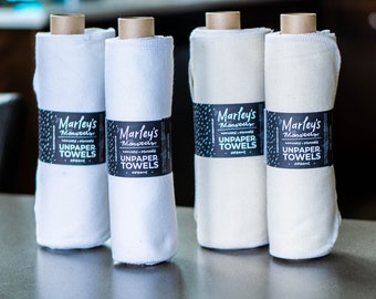 Organic UNpaper® Towels: 100% Organic Cotton 12 or 24 Rolled on a Kraft Tube