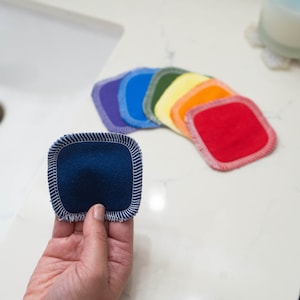Facial Rounds: Rainbow or Neutral Colors, 10 or 20 pack of 2-Ply Reusable Cotton Rounds