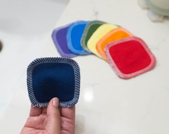 Facial Rounds: Rainbow or Neutral Colors, 10 or 20 pack of 2-Ply Reusable Cotton Rounds