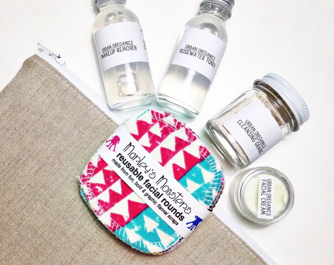 TRAVEL FACE WASH Set. 10 Reusable Facial Rounds Linen Wet Etsy