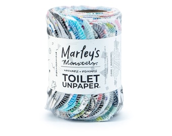 Toilet UNpaper® Roll: 24 Sheets of Reusable Cotton Flannel Family Cloth. Pairs with Bidet