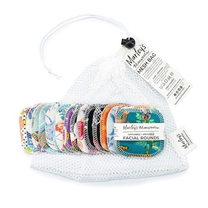 Mesh Laundry Bag & 20 Facial Rounds in Colors or Print of Your Choice