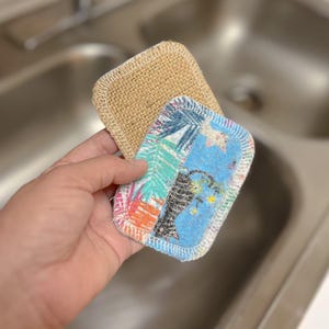 2 Scrap Felt Scrubbers: Surprise Prints or Rainbow - Zero Waste