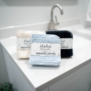 Washcloths: Cotton Chenille - Natural Fiber Washcloth Set of 4 - Double Sided