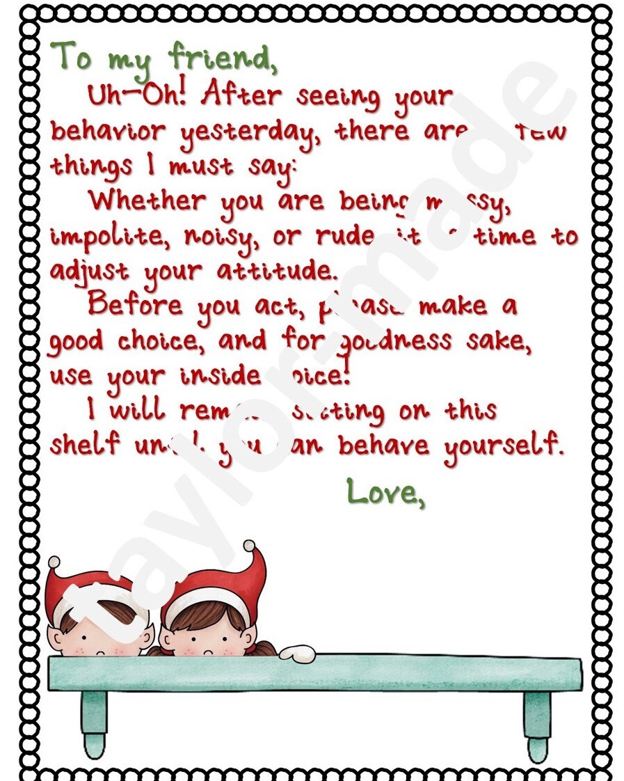 Elf Naughty Letter Printable Template - Etsy Australia