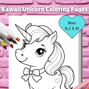 Kawaii Unicorn Coloring Pages, Charming Illustrations (PDF Download)