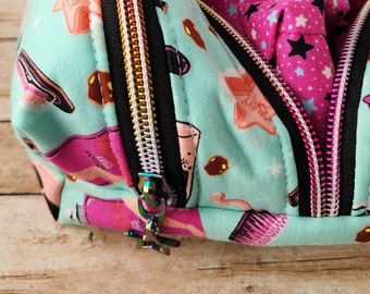 Bolsa de maquillaje para viajes, bolsa con cremallera para artículos de papelería, bolsa para todo, bolsa de maquillaje con cremallera para organizar