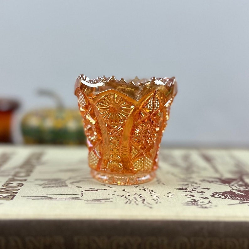 Vintage Slag Glass Toothpick Holder, Carnival Glass, Candle Holder