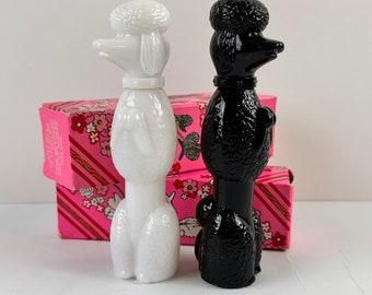 Vintage Poodle Perfume Bottle, Gift for Poodle Collector, Choice Black or White AVON Poodle