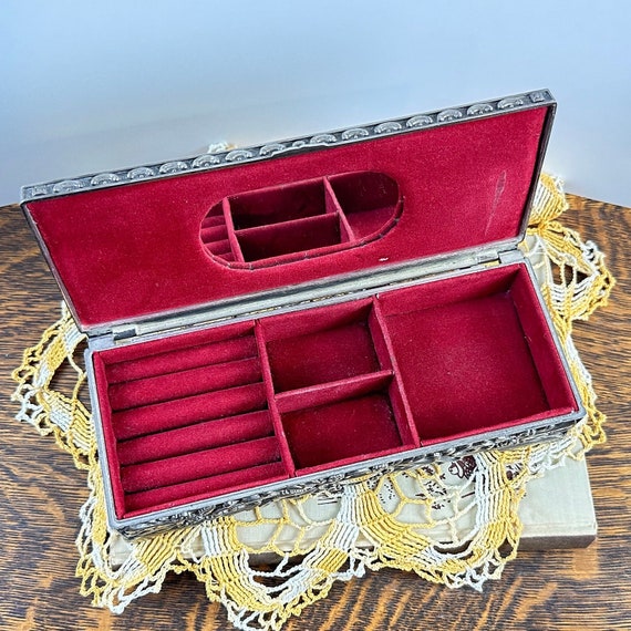 Vintage 1990s Godinger silver toned Jewelry Box, … - image 3