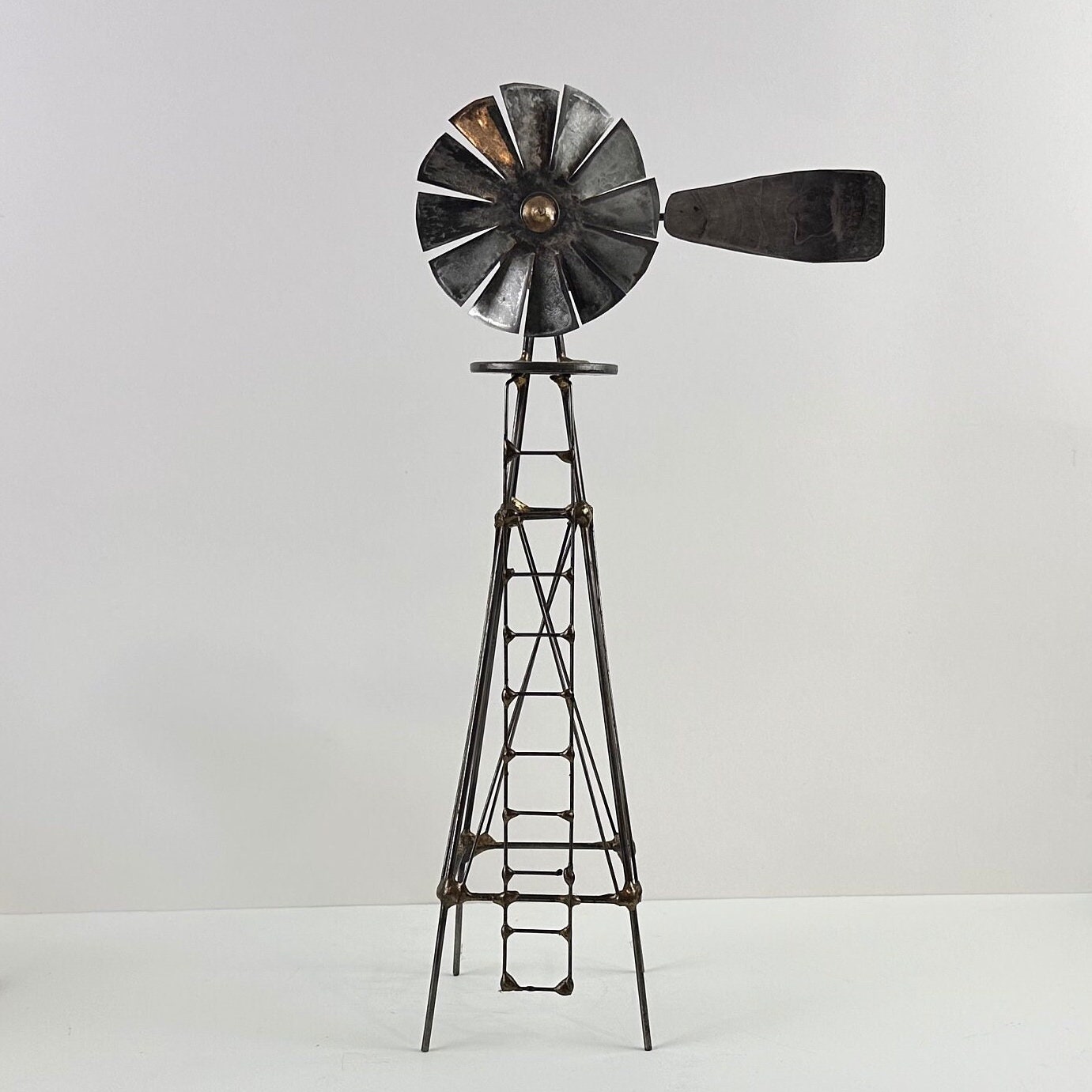 Windmill Farmhouse Decor, Small Handmade Windmill, Rustic Metal Art