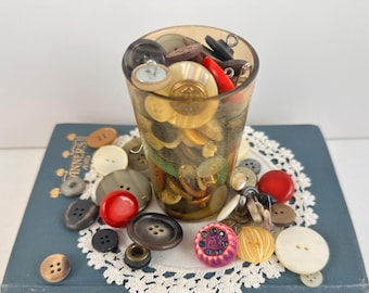 Vintage Buttons, 4oz. of Assorted Sizes and Colors for Sewing, Crafting and Jewelry Making