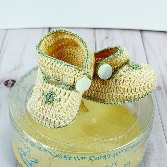 Vintage Crocheted Baby Booties, Mid-Century Kids … - image 4