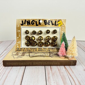 Vintage Metal Bells, Christmas Bells on Original Card, Craft Bells for Junk Journals, Christmas Garland Supplies, Gift Tag Bells
