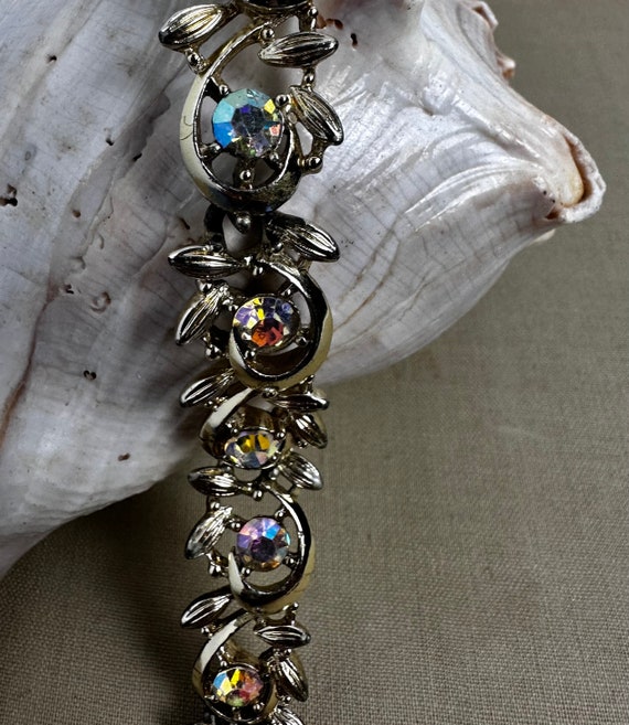 Vintage BSK Goldtone Bracelet,  Aurora Borealis R… - image 6