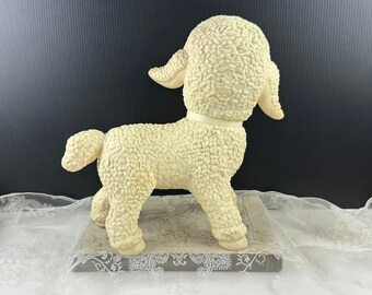 * antique sheep ❀ クリスマスの羊さん (水色リボンと鈴♪) Vintage Large 1960's Squeaky Lamb Toy, Very Cute 10