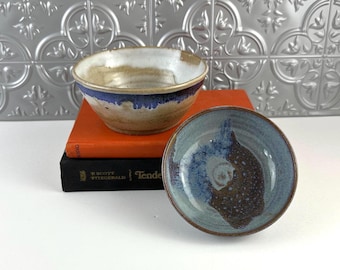 Blue Studio Pottery Trinket Dishes, Vanity Decor, Nova Scotia Pottery Set