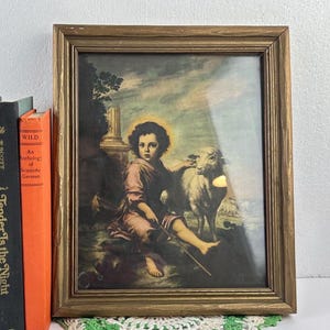 Vintage Framed Good Shepherd Print, Christ the Good Shepherd by Bartolome Esteban Murillo, Gallery Wall Art