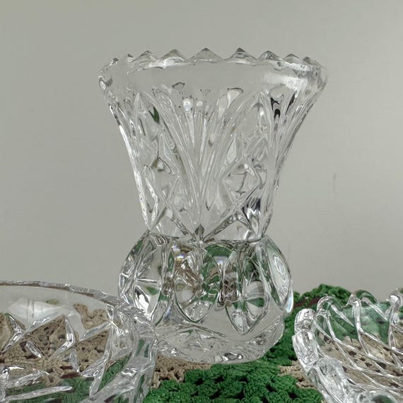 Vintage Ring Holder Choice, Crystal Jewelry Dish for Bride, Toothpick Holder/Bud Vase
