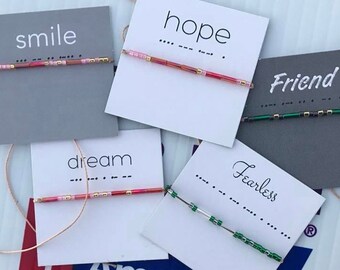 Words To Live By: Wish Bracelets - Smile, Hope, Dream, Fearless, Strength, Friend, Focus, Bad Ass, Clarity, Survivor