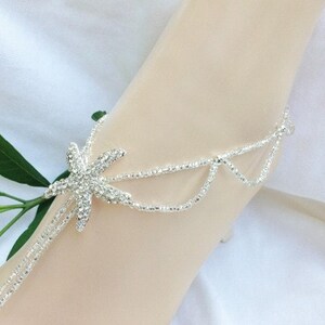 Starfish Barefoot Sandals, Silver Beaded Foot Jewelry Set