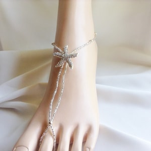Silver Barefoot Sandals, Bridal Foot Jewelry, Starfish Barefoot Sandle,Beach Wedding Sandals