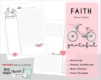 FAITH Daily Printable PDF BIG Happy Planner -  Grateful, Vintage Bicycle