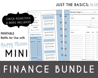 mini happy planner finance bundle check register monthly etsy