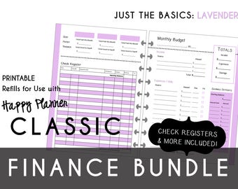 mini happy planner finance bundle check register monthly etsy
