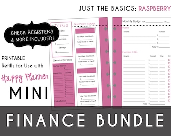 mini happy planner finance bundle check register monthly etsy