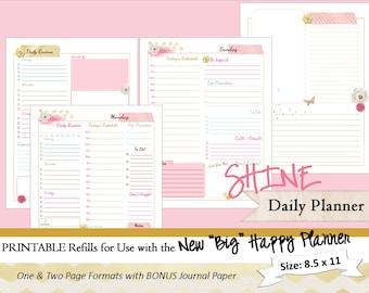 big happy planner printable weekly planner inserts refills etsy