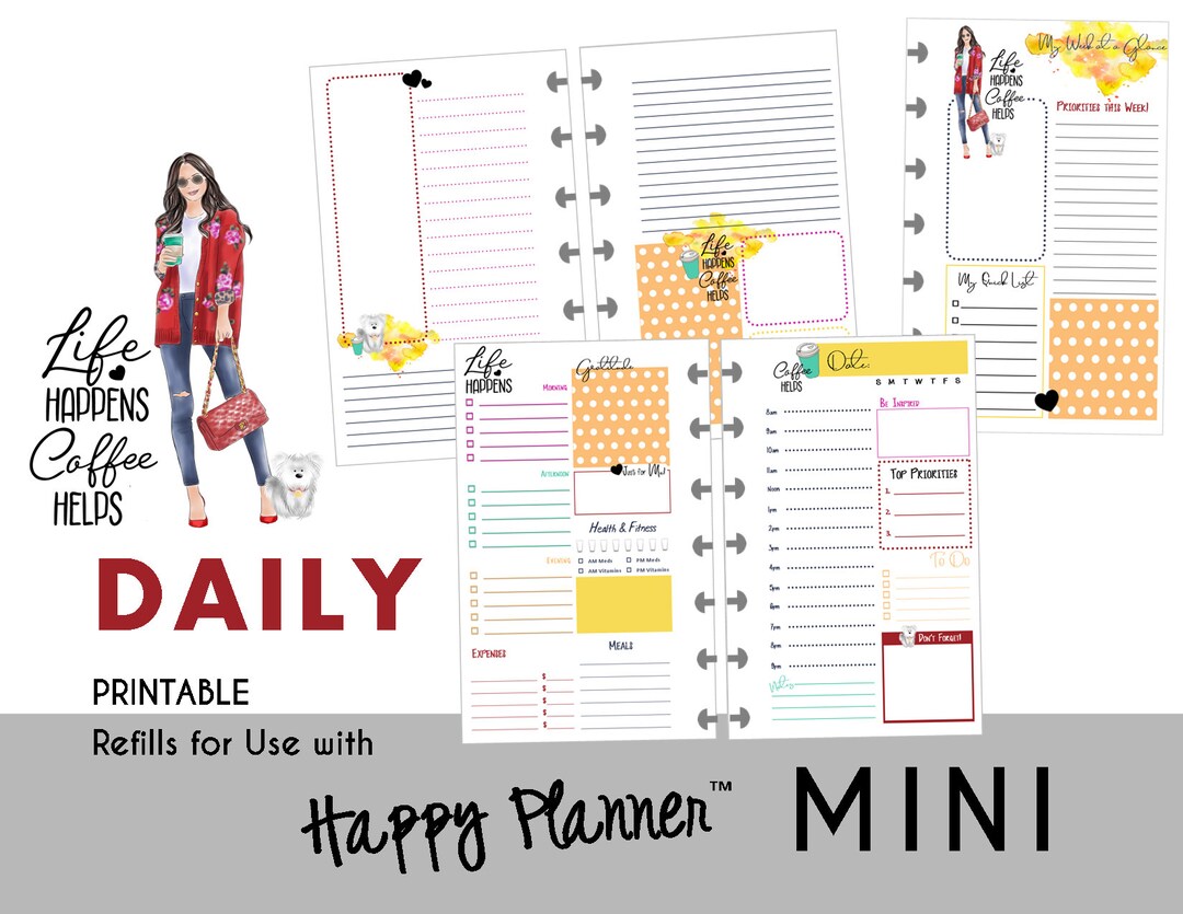MINI Happy Planner DAILY Insert Printable Create365 Mambi Me & My Big ...