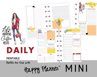 MINI Happy Planner DAILY Insert Printable  Create365 | mambi | Me & My Big Ideas - PDF "Life Happens Coffee Helps"