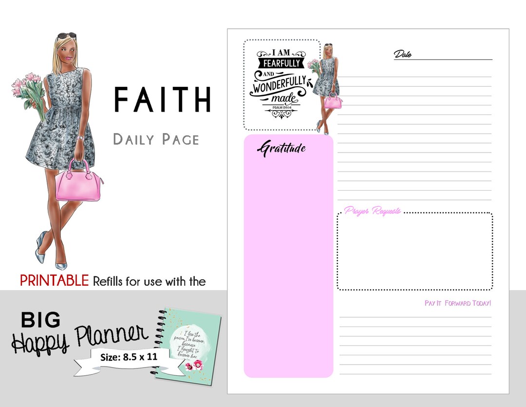 FAITH Daily Printable PDF BIG Happy Planner - I Am Fearfully and ...