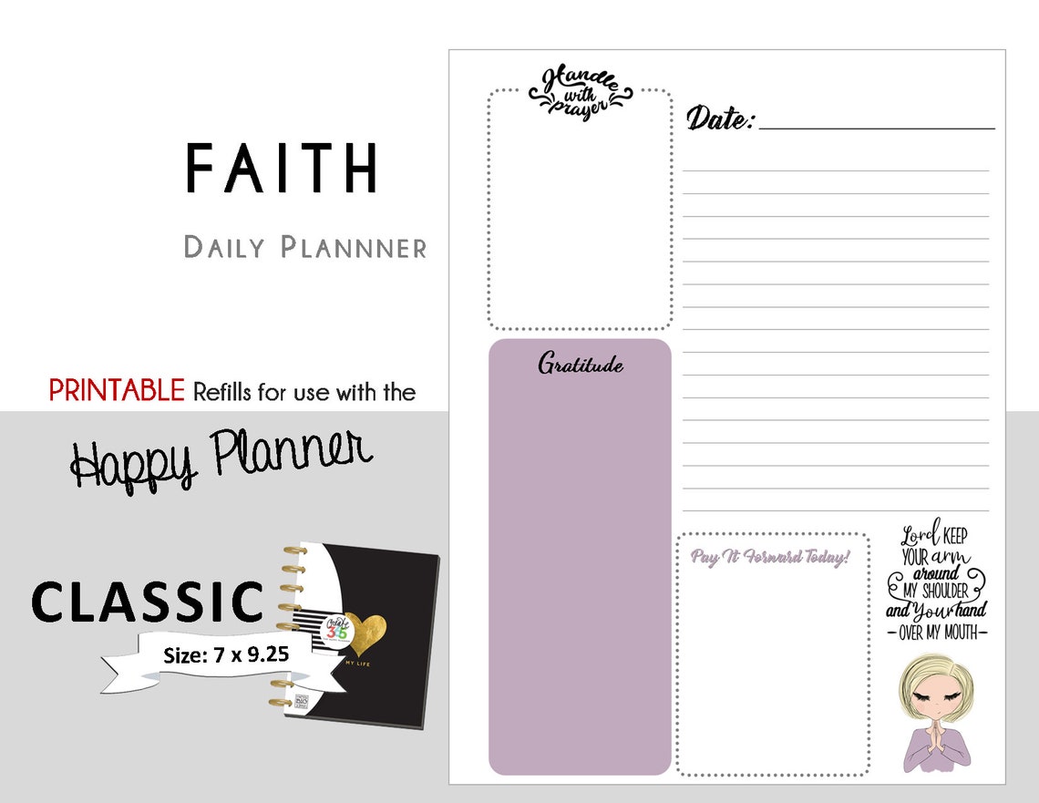 CLASSIC Happy Planner FAITH Daily Printable for Create365 Etsy