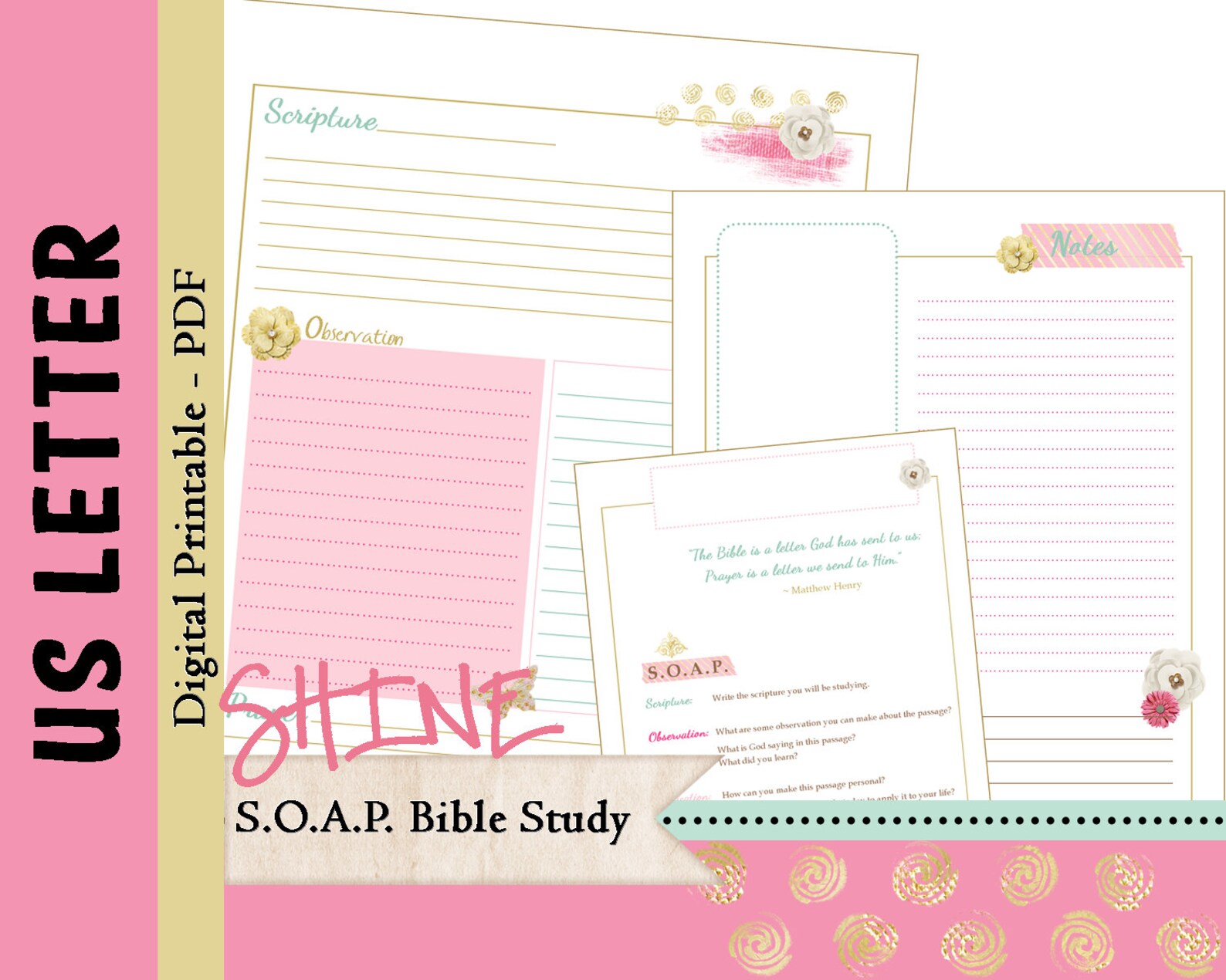US LETTER S.O.A.P. Bible Study Printable Planner Journal - Etsy