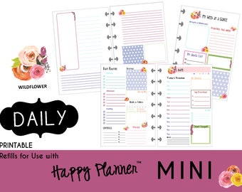 MINI Happy Planner DAILY Insert Printable  Create365 | mambi | Me & My Big Ideas - PDF "Wildflower"