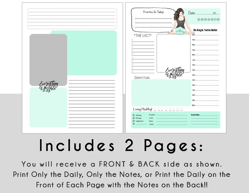 BIG Happy Planner DAILY Printable and Notes Pages for - Etsy