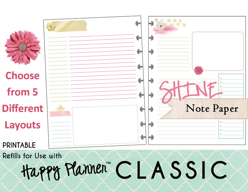 HAPPY PLANNER Notes/journal Paper Refills Printable PDF Etsy