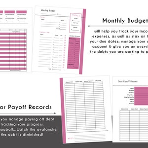 CLASSIC Happy Planner FINANCE Bundle Check Register, Monthly Budget, Debt Payoff Tracker, Debtor Contacts Passwords Printable PDF Raspberry image 2
