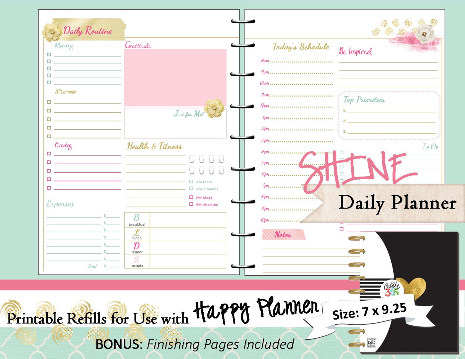 create 365 classic happy planner reading log inserts