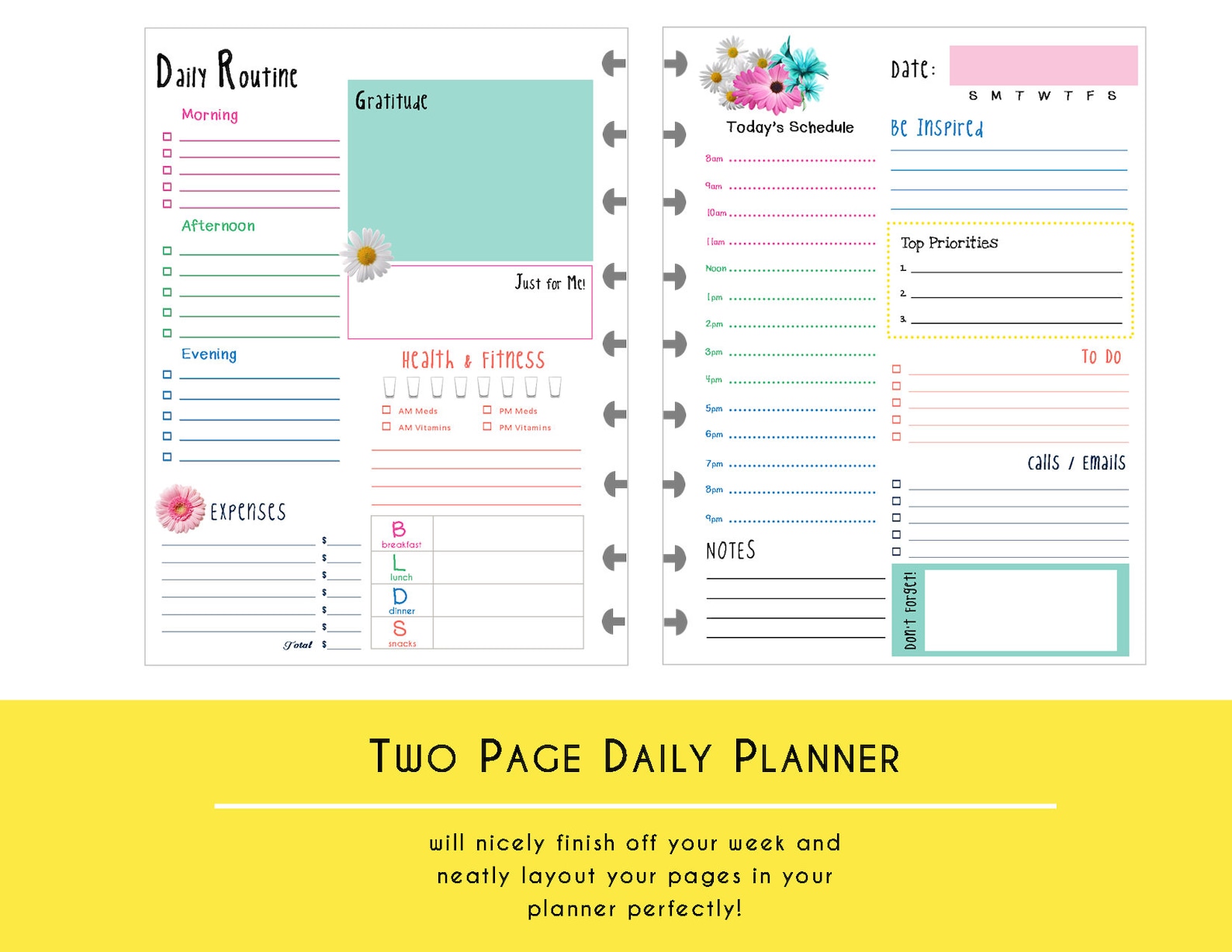 HAPPY PLANNER Daily Planner Inserts / Refills Printable PDF Etsy